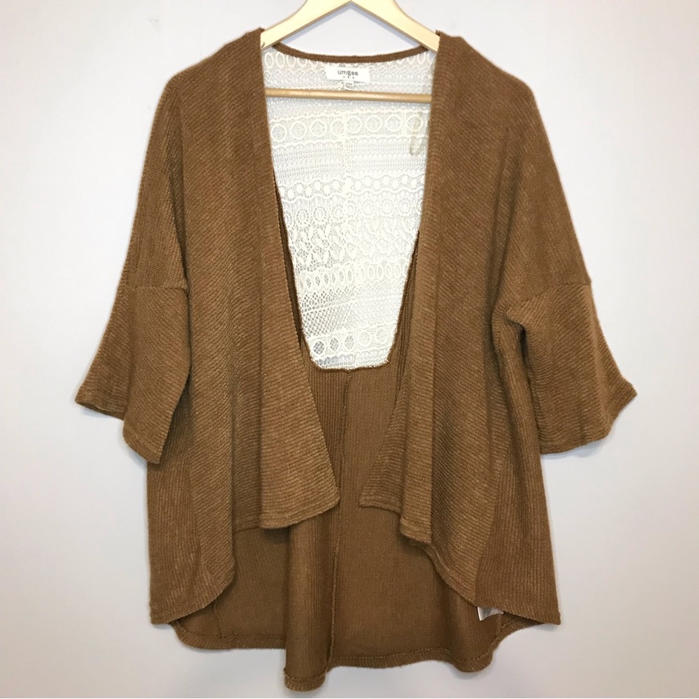 Umgee Open Cardigan Lace Sweater Hi Low Size Small / Medium - Picture 1 of 12